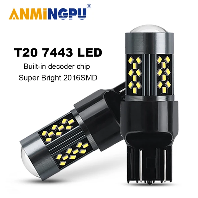 ANMINGPU 2x сигнальная лампа 7443 W21 5 Вт светодиодный лампы T20 W21W светодиодный 7440 3156 P27W T25 светодиодный 3157 P27/7 Вт указатель поворота DRL SRCK тормозной светильник