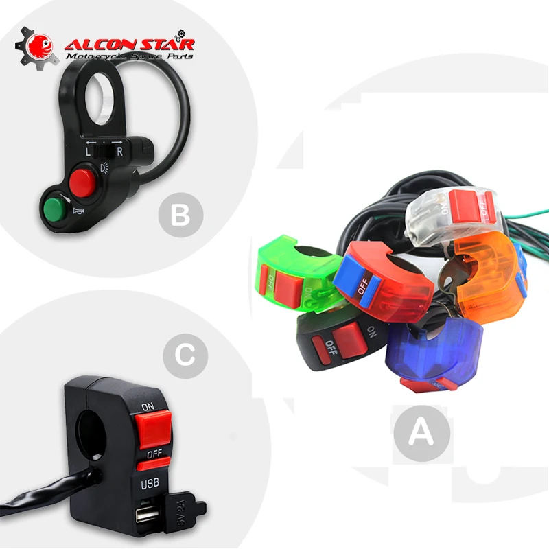 Alconstar 1 шт. переключатель на руль мотоцикла кнопка вкл./выкл. с USB для Honda Kawasaki