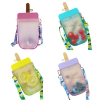 50hotcute girly heart sippy cup portable healthy sealed transparent office drinking water bottle outdoor popsicle water bottle
