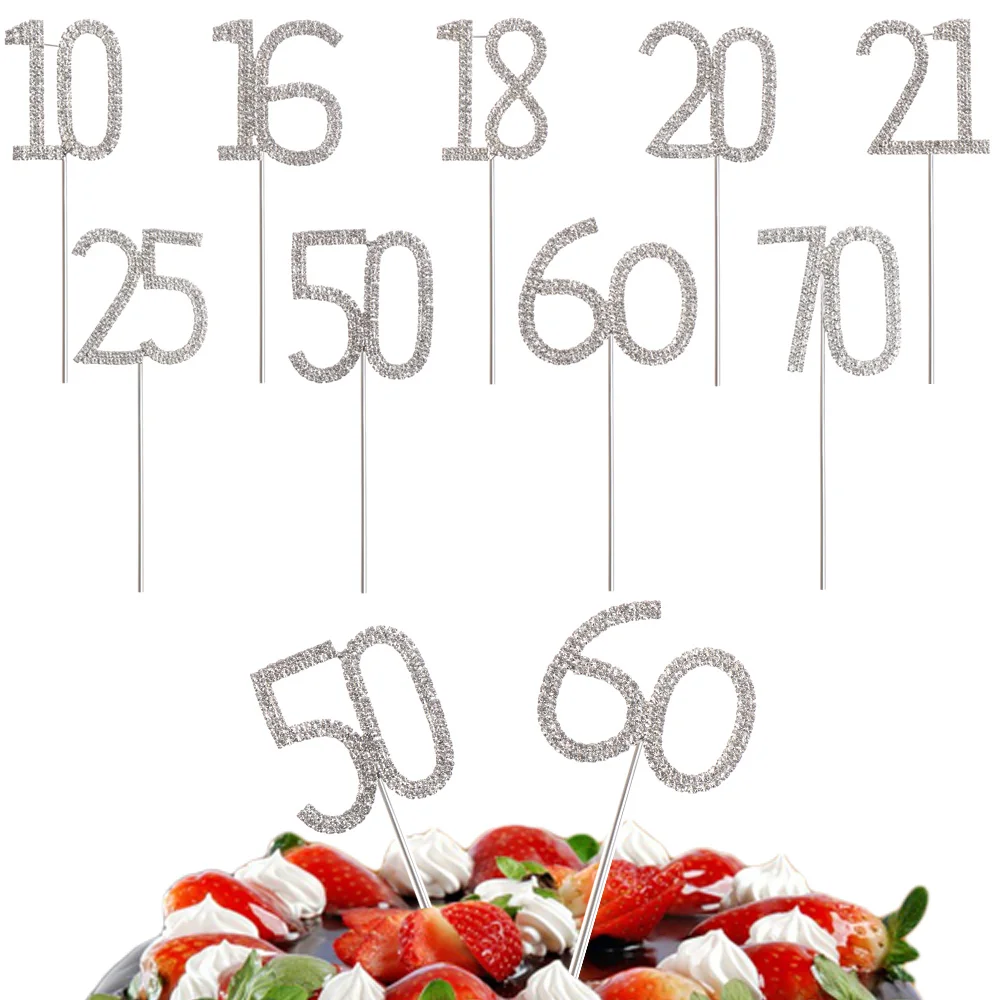 Стразы хрустальные алмазные десерты орнамент цифры торт Топпер серебро двойной