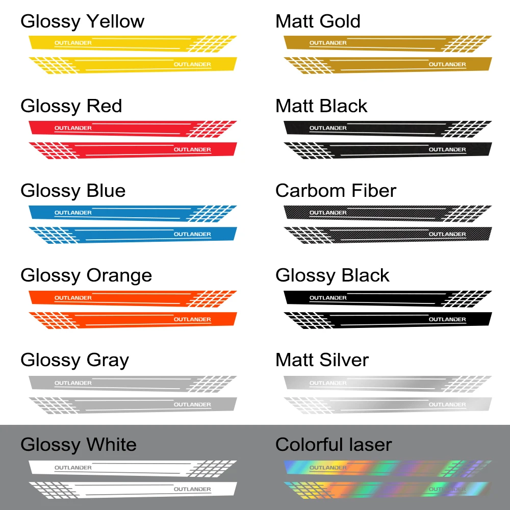 

2PCS Car Styling Door Side Skirt Stripes Vinyl Stickers For Mitsubishi Outlander Reflective Auto Decoration Decals Accessories