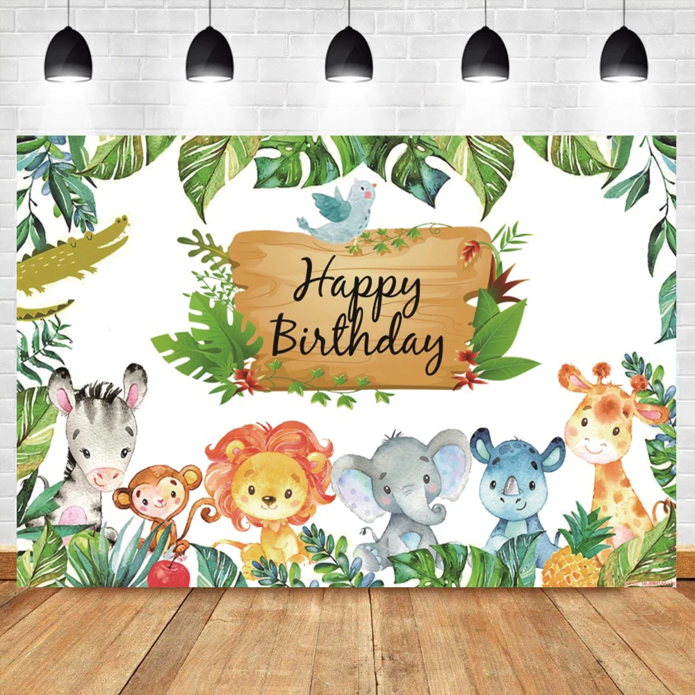 

Wild Animal Jungle Birthday Party Backdrop For Photography Newborn Baby Shower Customized Photozone Photo Backdrop Photo Studio