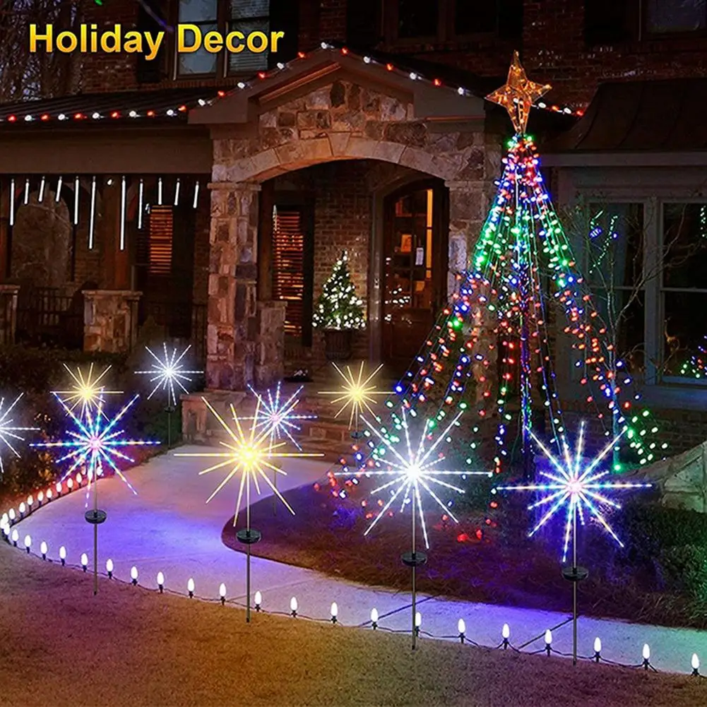 Luces solares de camino al aire libre, luces de fuego a prueba de agua, l&aacute;mpara de trabajo de jard&iacute;n, IP65, 8, iluminaci&oacute;n de Control remoto-3