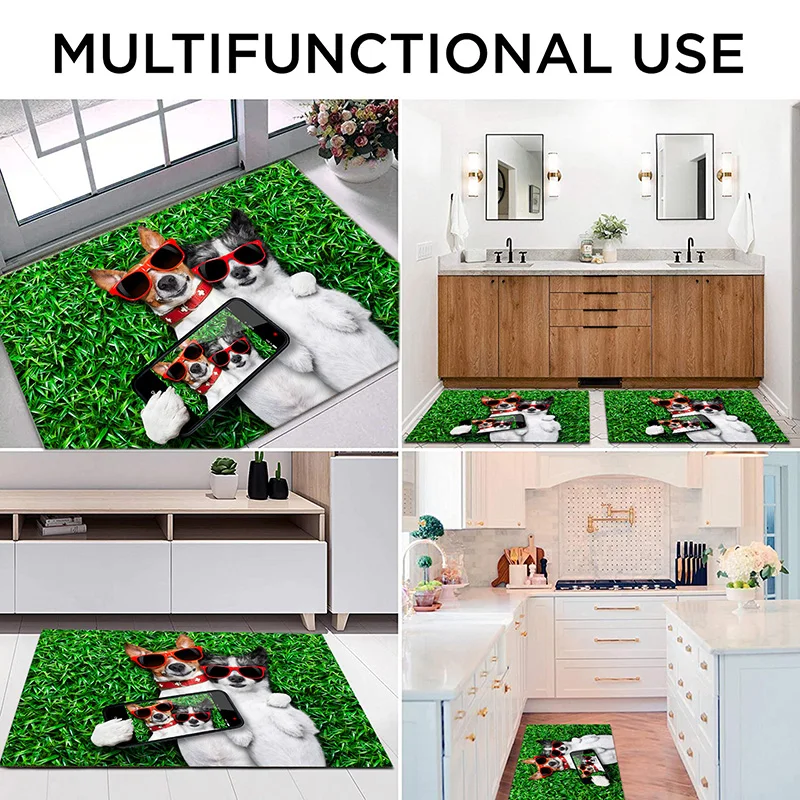 

MicroFiber Door Mat, fashion dog printed Home Doormats, Home Decor Easy-Cleaning Entry Mat, Non-Slip Indoor/Outdoor Washable Rug