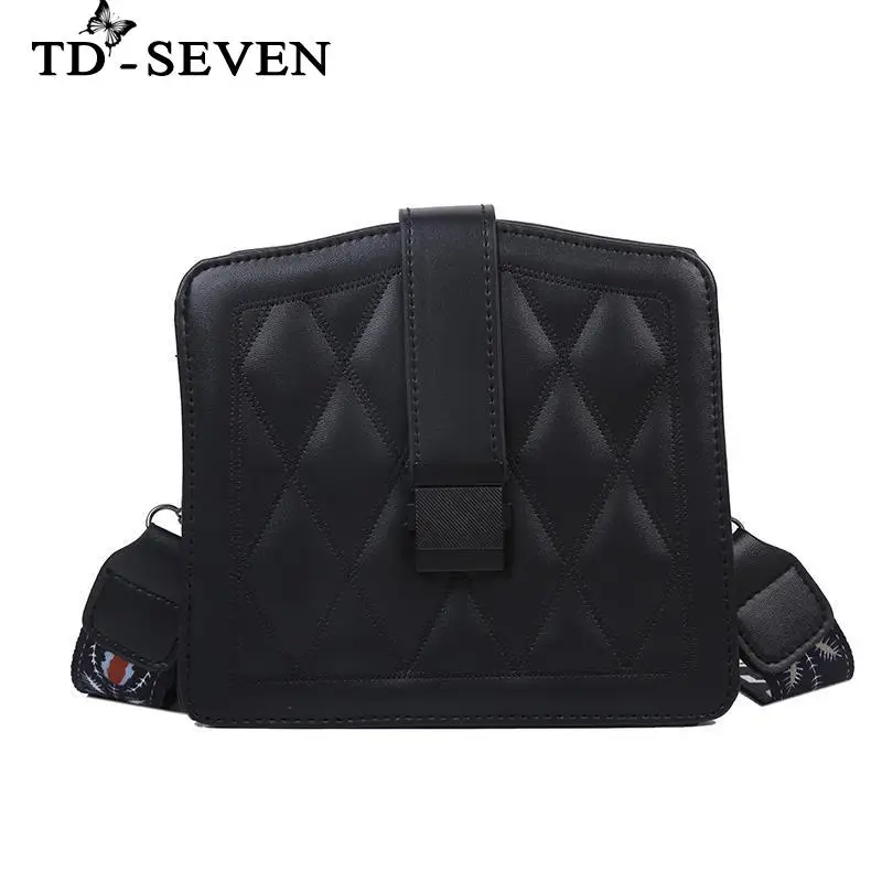 

Female Wide Shoulder Strap Single Shoulder Bag Fashion Small Bag Women's Bag Winter Messenger Ladies Square Leather Handbags