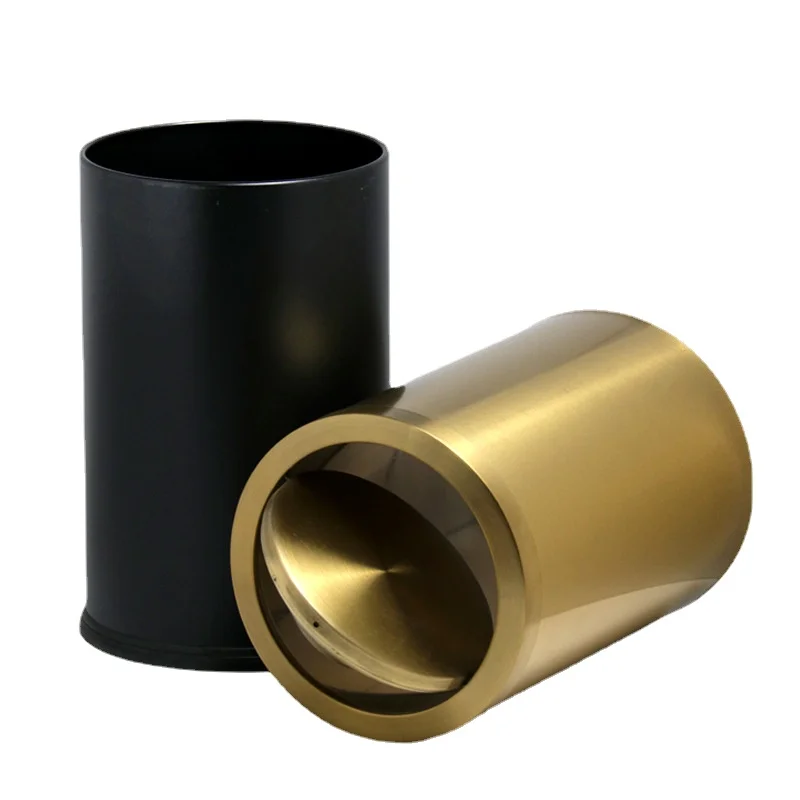 luxury gold trash can bedroom stainless steel home office bathroom trash bin kitchen cabinet storage poubelle storage bs50tc free global shipping