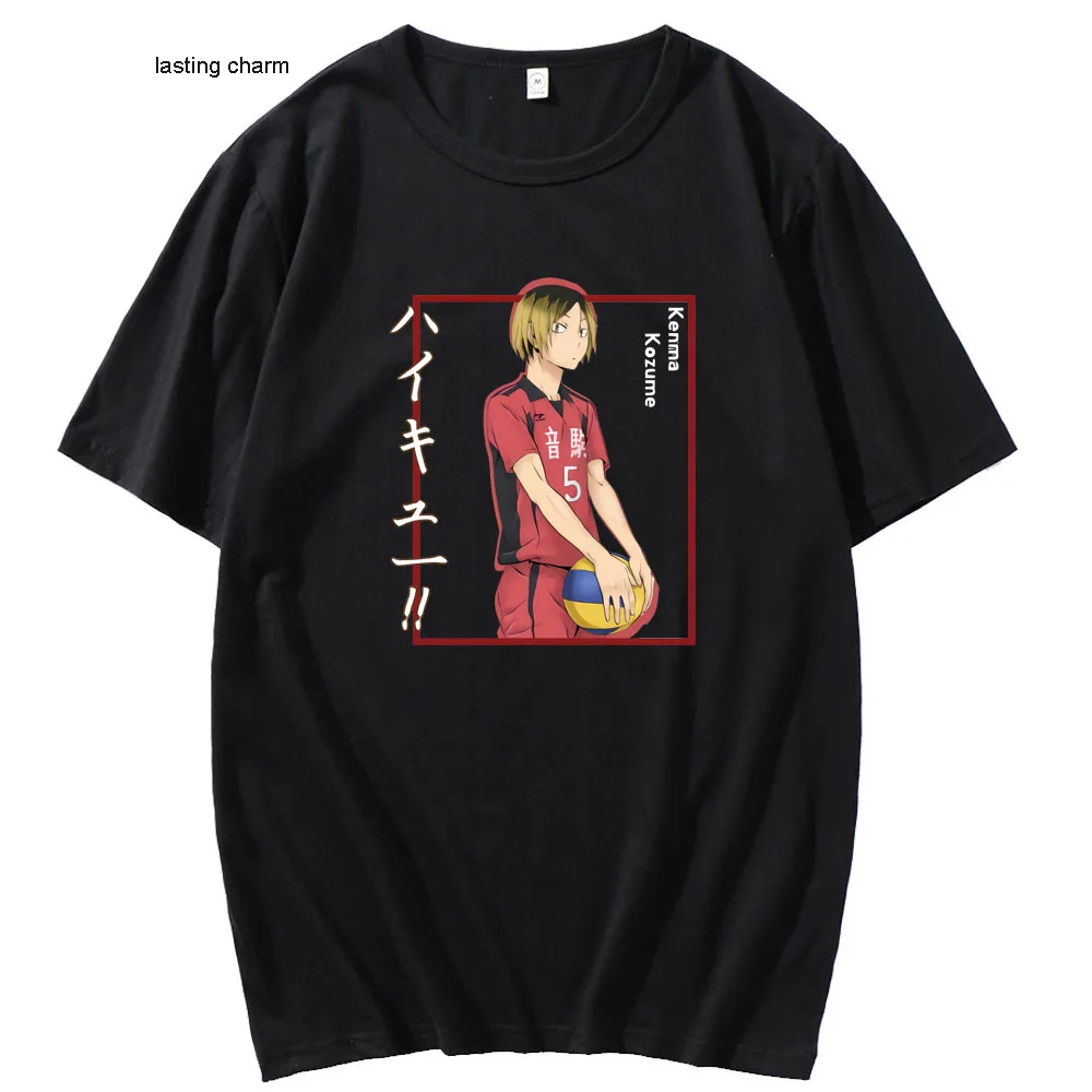

Футболка с рисунком аниме japanora Haikyuu, футболка Kenma Kozume, Мужская/Женская/Мужская футболка свободного покроя в стиле хип-хоп