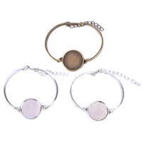 4pcslot stainless steel bangle settings 20mm round blank cabochon bracelet base trays diy bracelets making accessories