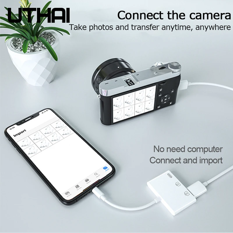 UTHAI C50 для iphone USB OTG адаптер 500 мАч с зарядкой Lightning Высокая мощность поддержка IOS13