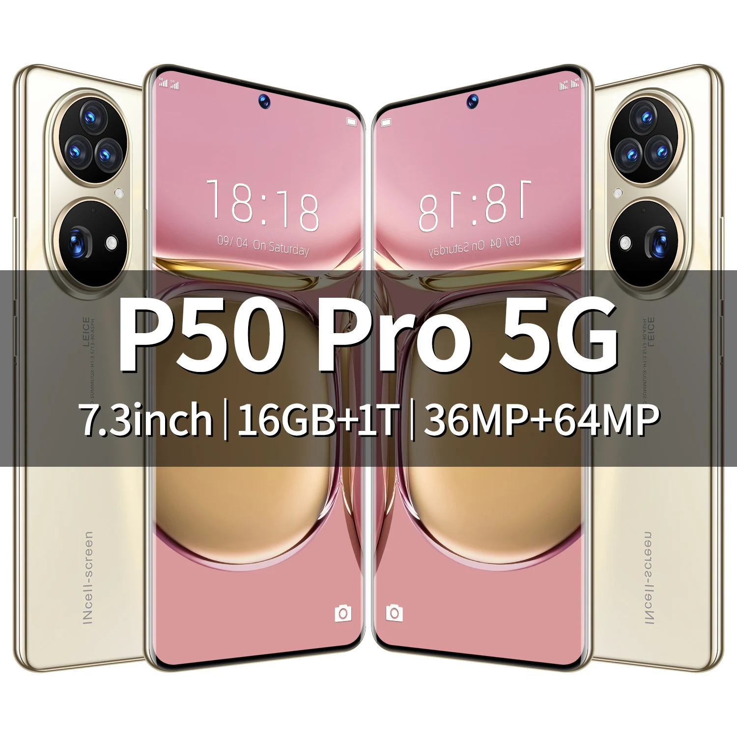 Bonito tel&eacute;fono m&oacute;vil P50 Pro, pantalla de 7,3 pulgadas, reconocimiento facial, Tarjeta SIM Dual, 6800 mAh, 16 + 1T-0