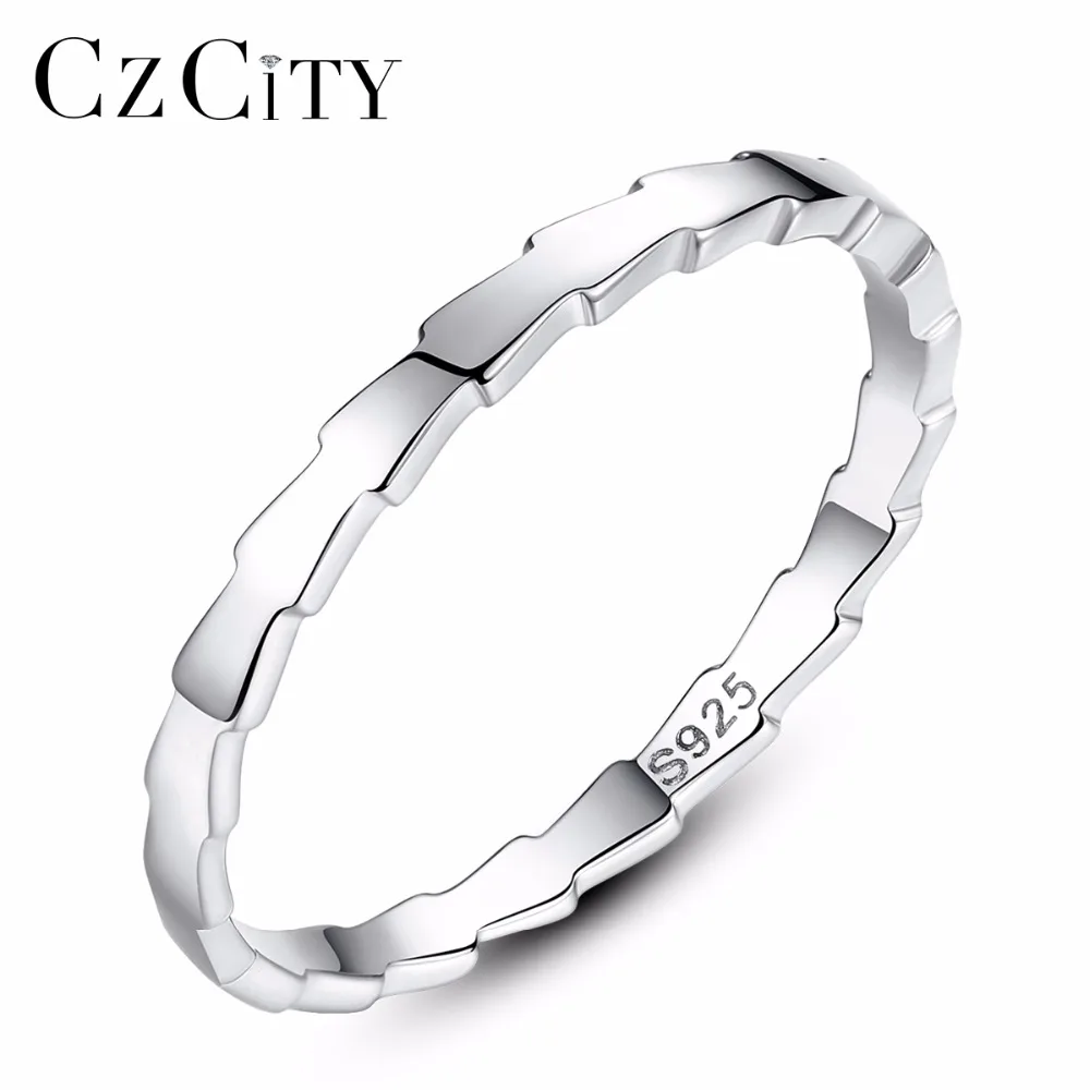

CZCITY Brands Genuine Simple 100% 925 Sterling Silver Sawtooth Melody White Finger Rings for Women Sterling Silver Jewelry Gift