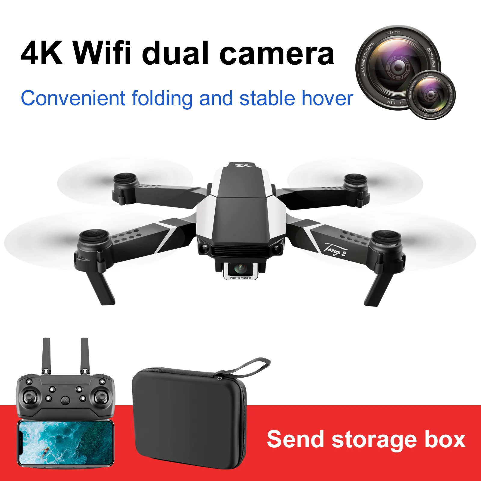 

S62 Selfie Drone 4K 1080P HD Dual Camera Foldable Aircraft RC Quadcopter