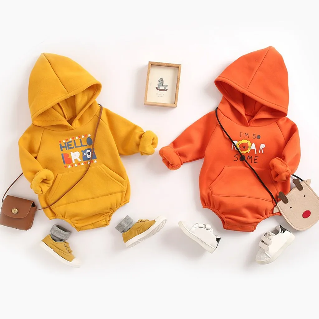 Одежда для маленьких мальчиков и девочек пуловер с капюшоном длинными рукавами