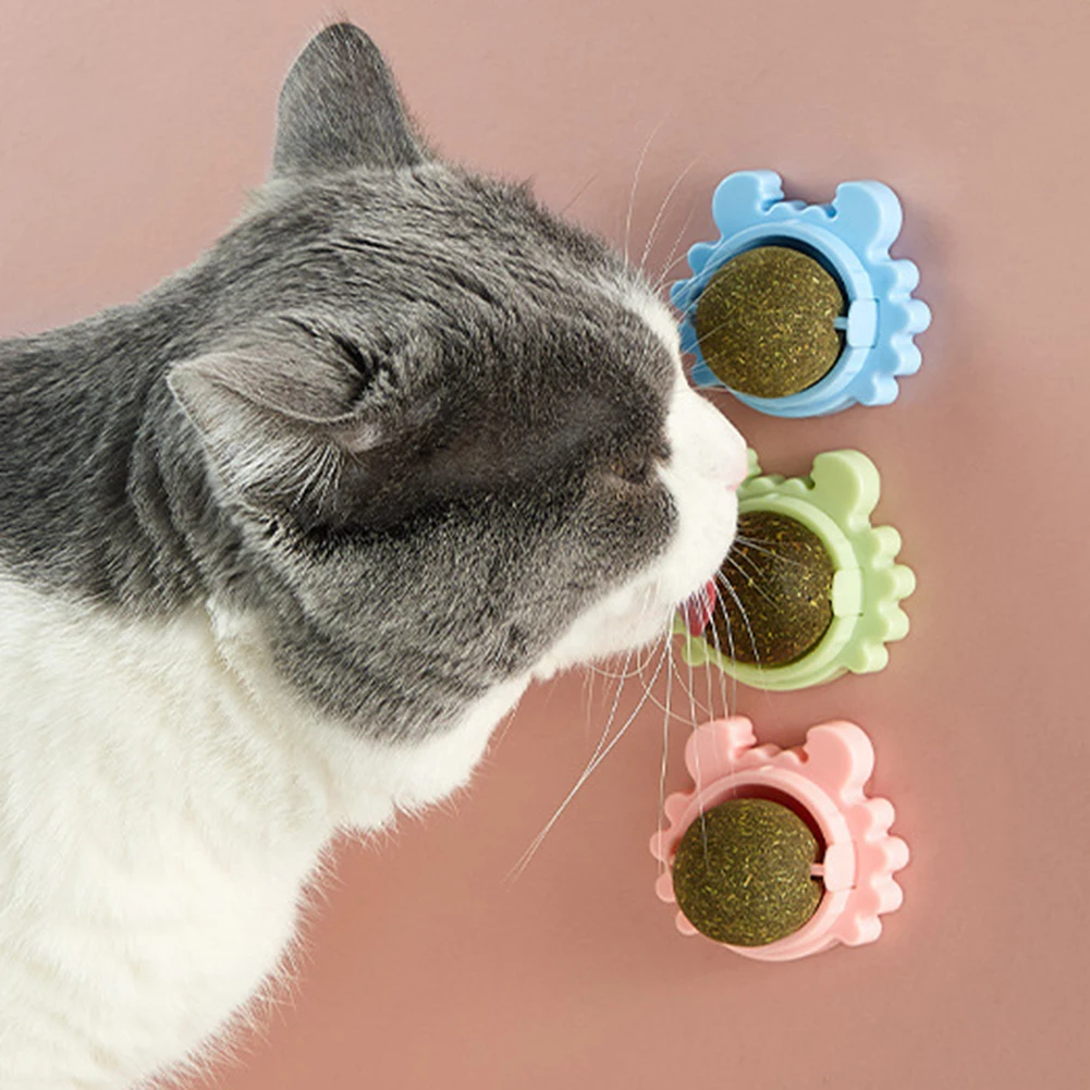 

Practical Funny Bite Squeak Bauble Rotatable Cat Treat Toys with Catnip Pet Snacks Kitten Molar Interactive Ball