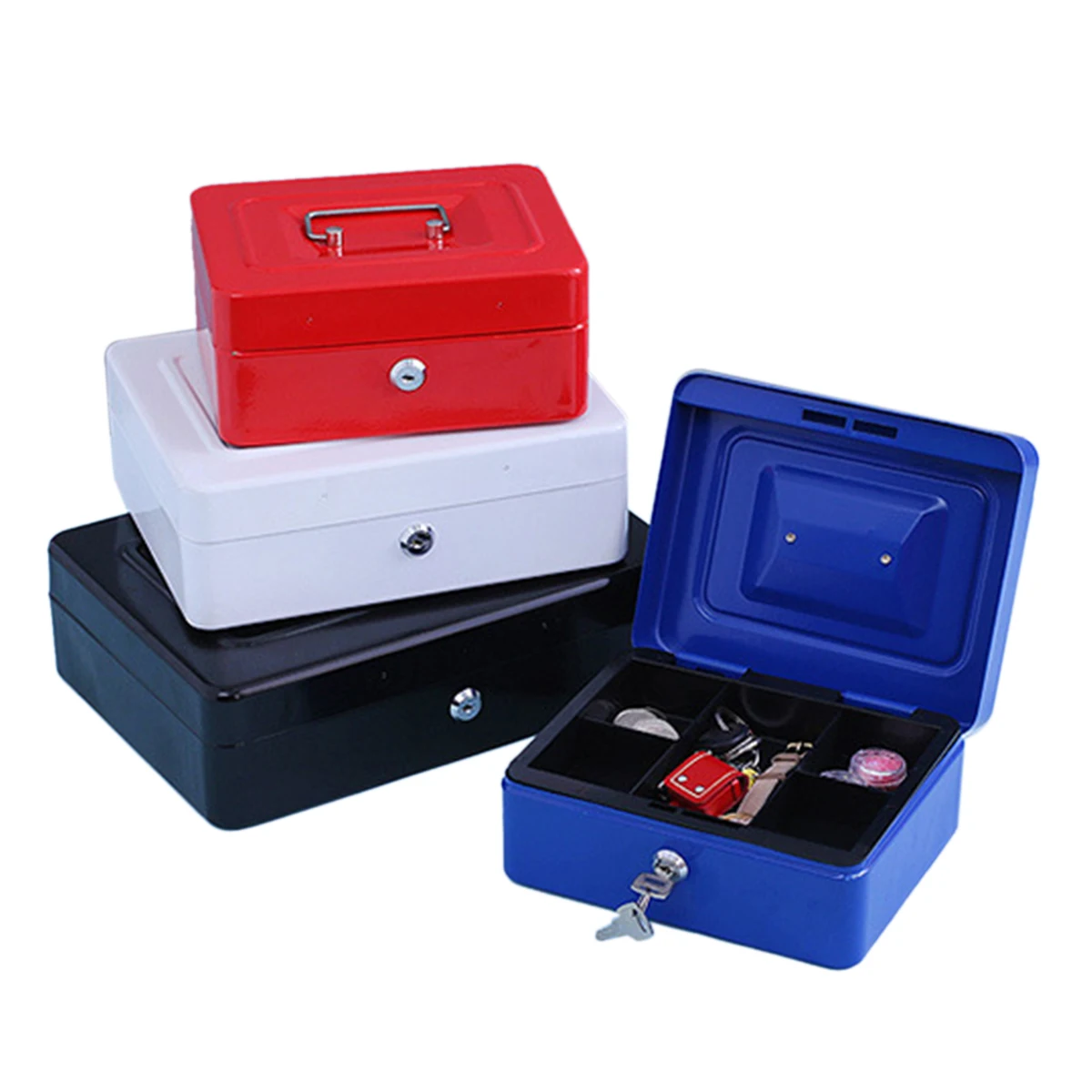 

Small Cash Box with Lock Household Small Money Box Daily Necessities Change Insurance Locking Storage Box with Carry Handle