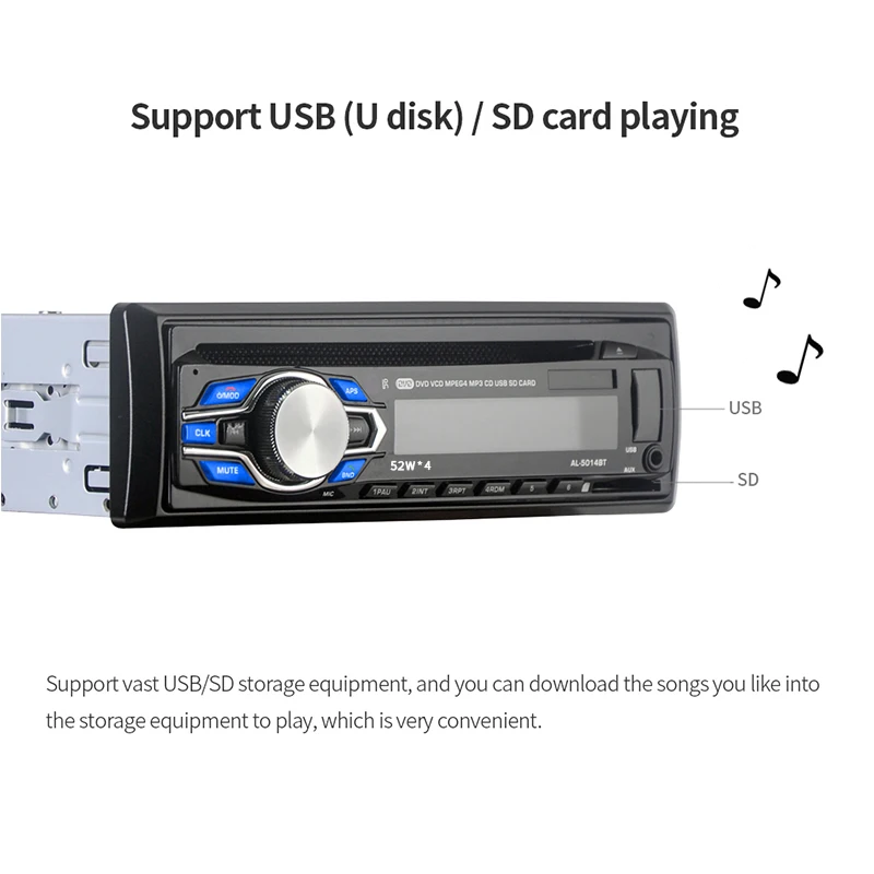 

DVD Player Automatic 1 DIN Car Radio Support Bluetooth Hands-free Call USB DVD/VCD/CD/FM MP3 Player 12V Audio Radio 5V Charger