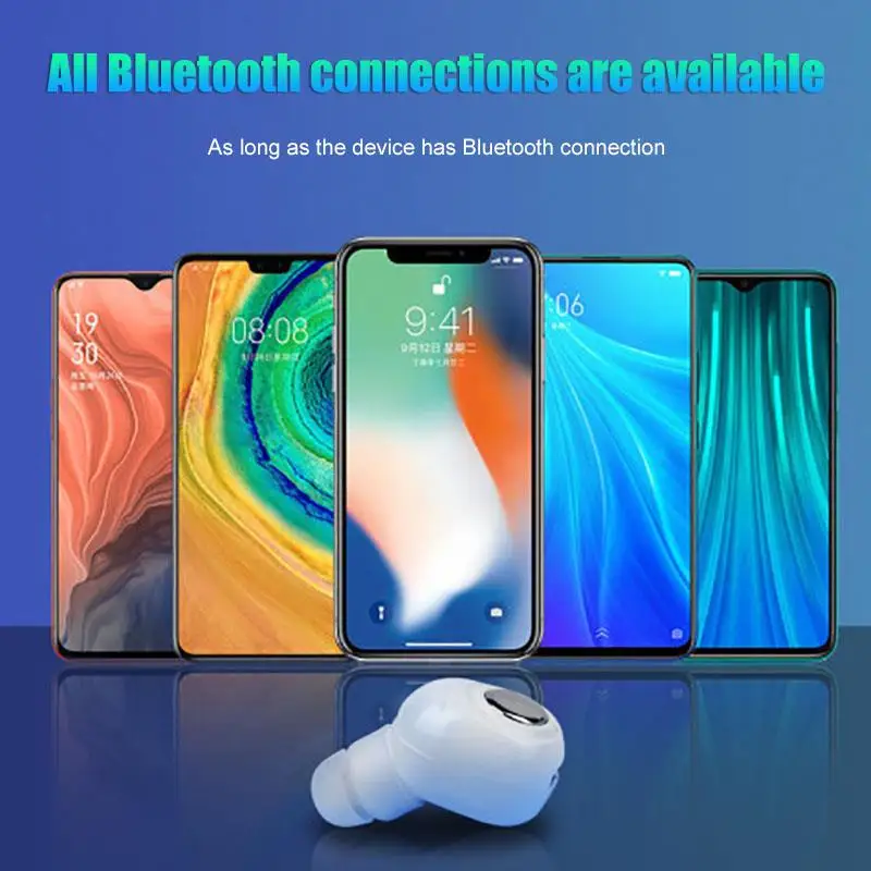 

Bluetooth 5.0 Wireless Earphone Noise Reduction Stereo Mini Sport Headphone Single Waterproof design long-time comfort.