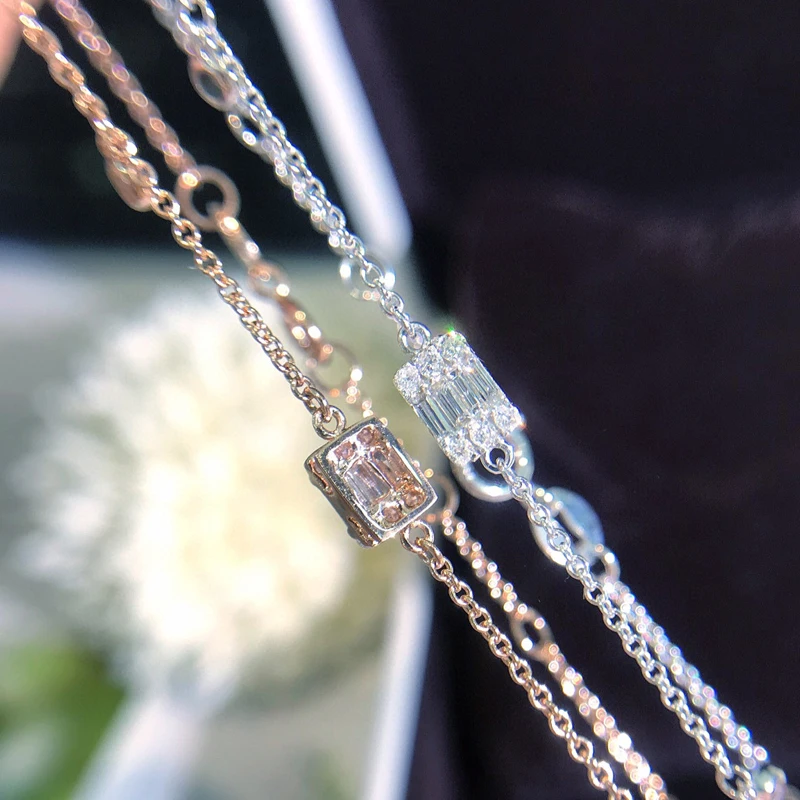 Браслет Aazuo из настоящего 18-каратного золота с натуральными бриллиантами