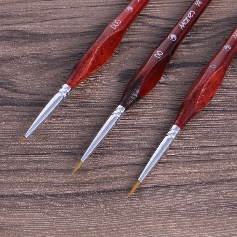 

3Pcs Miniature Paint Brushes Professional Wolf Hair Fine Detailing 0~000
