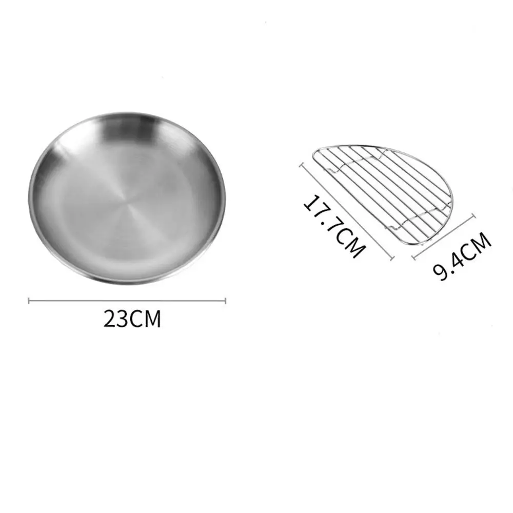 

Pork Chop Plate Cafe Salad Plate Stainless Steel Plate (23cm/26cm) With Rack