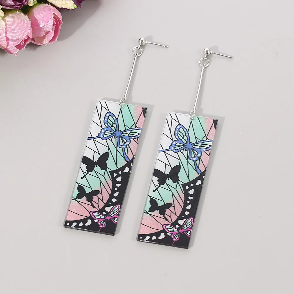 Модные Акриловые серьги Tanjiro рассекающие демонов Аниме Реквизит для косплея