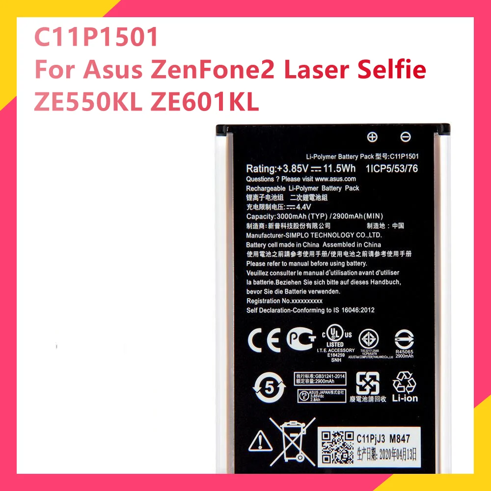 

Original Phone Battery C11P1501 For Asus ZenFone2 Laser Selfie ZE550KL ZE601KL Z00LD Z011D ZD551KL Z011D D551KL Z00UD 3000mAh