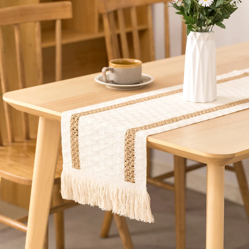 

Fyjafon Table Runner 30*280 Linen Cotton Runners Pastoral Cafe Decoration Table Runner Bed Runner 30*240