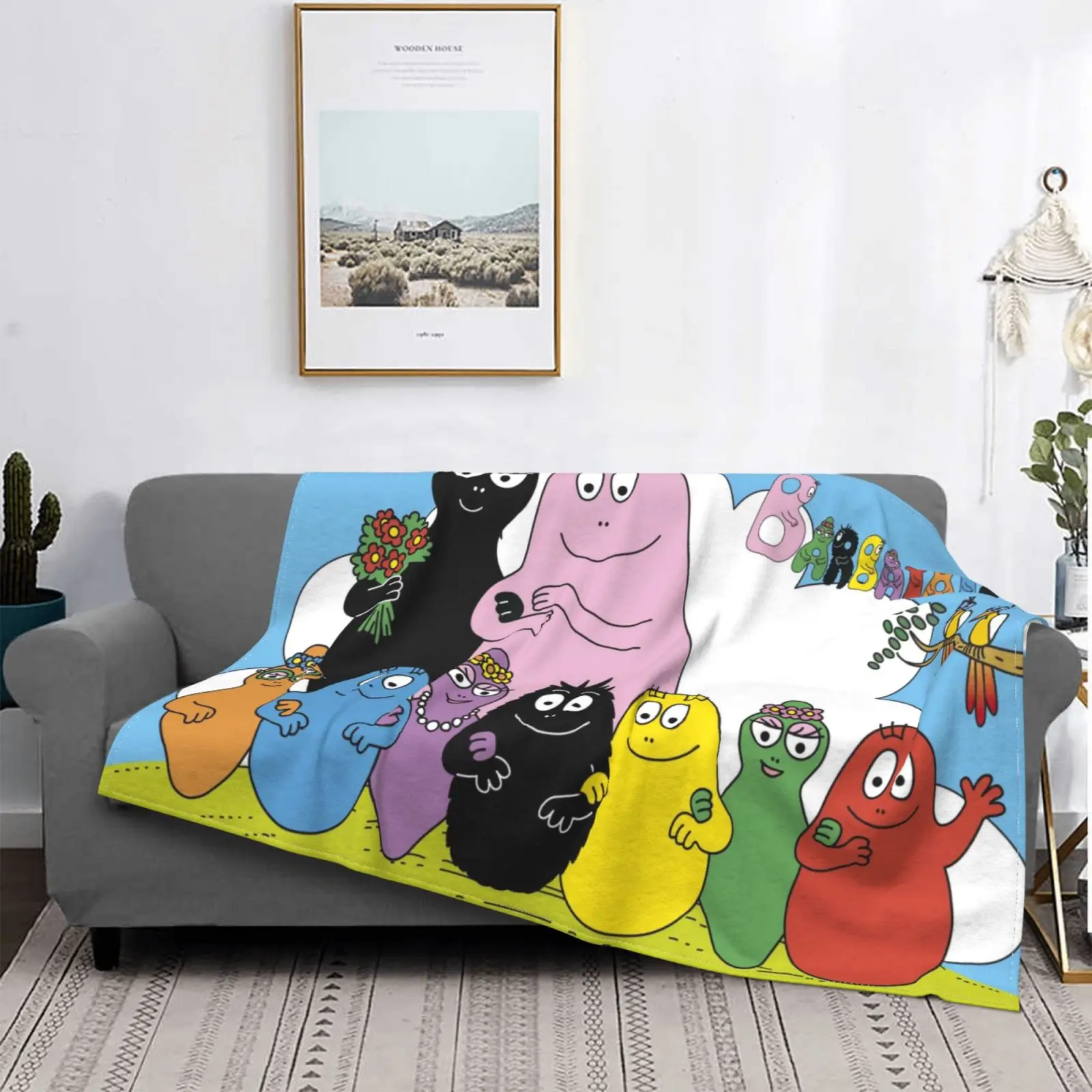 

Barbapapa Cartoon Blankets Flannel Soft Warm Travel Throw Blanket for Home Bedroom Indoor Beds Sofa Men Women Kids