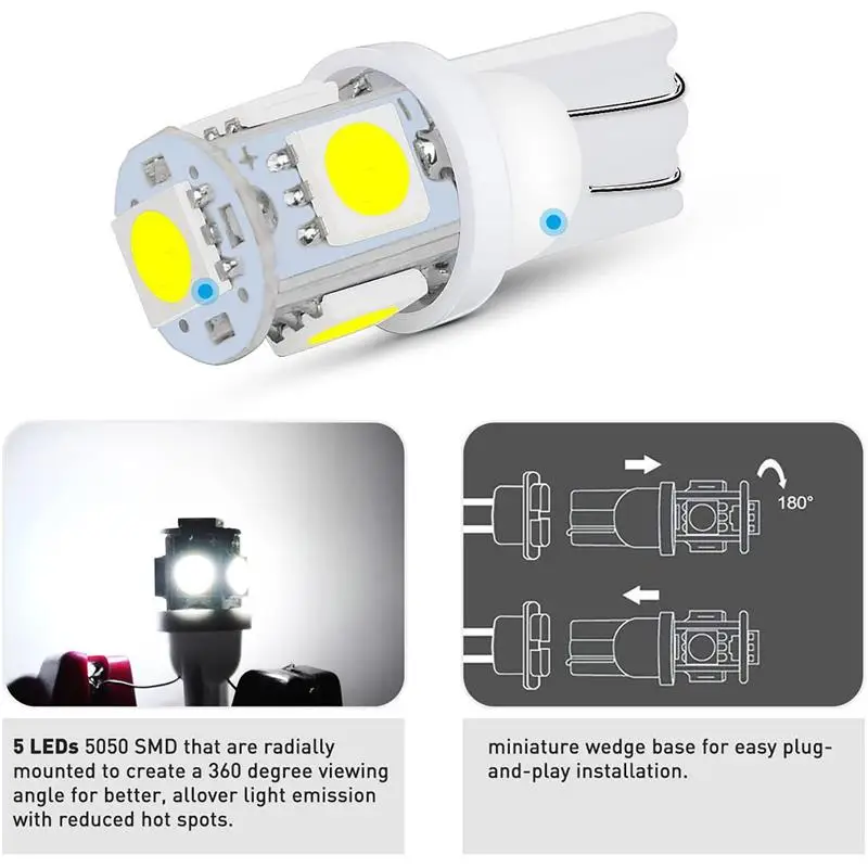 Автомобильный светодиодный светильник для T10 высокая яркость дисплей ширина