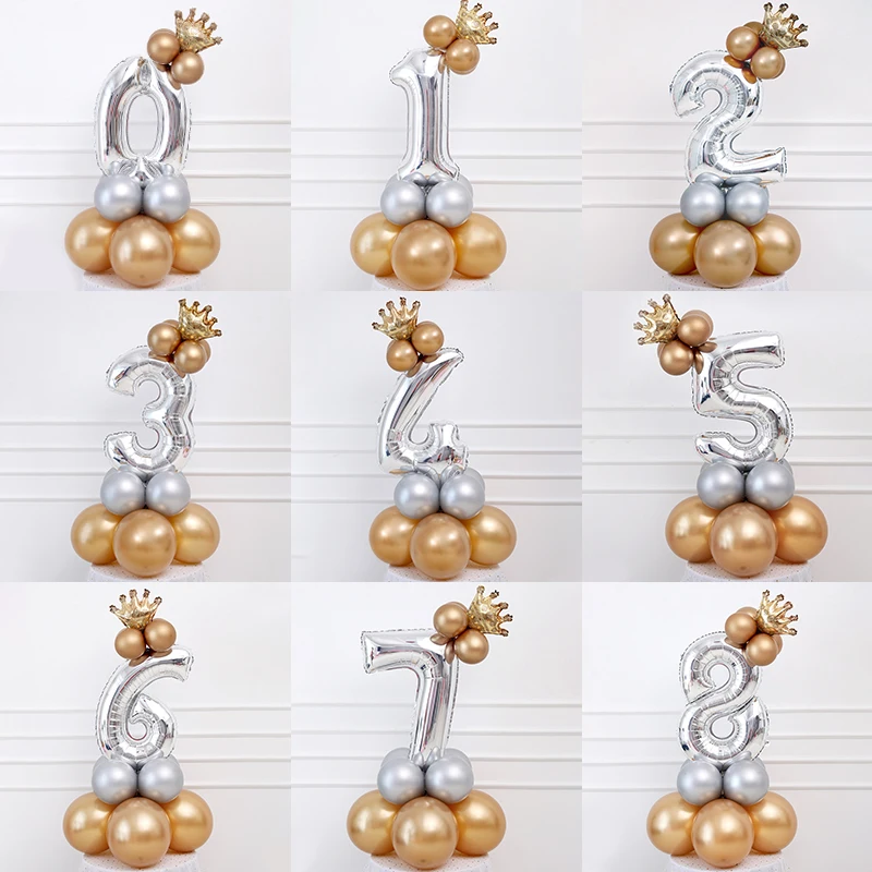 Воздушный шар для дня рождения с золотыми цифрами 0 9|Воздушные шары и аксессуары|