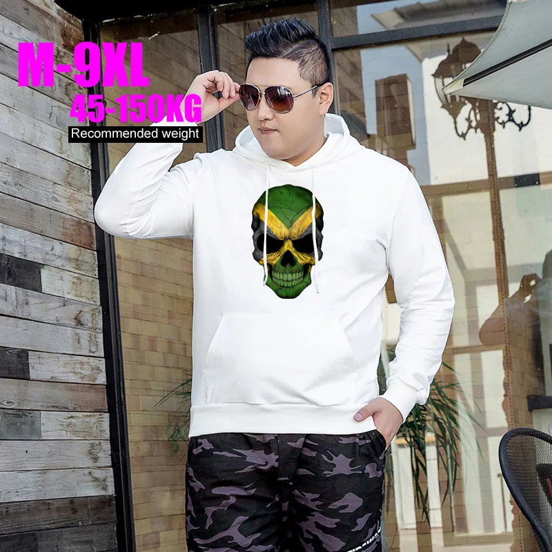

Белая толстовка с капюшоном для мужчин и женщин, спортивная рубашка оверсайз с длинным рукавом и принтом черепа, в стиле хип-хоп и панк, осен...