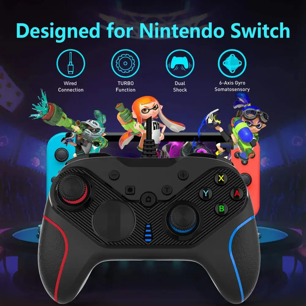 Проводной контроллер S818W джойстик для Nintendo Switch/PS3/Android/ПК/iOS (MFI) двухмоторная