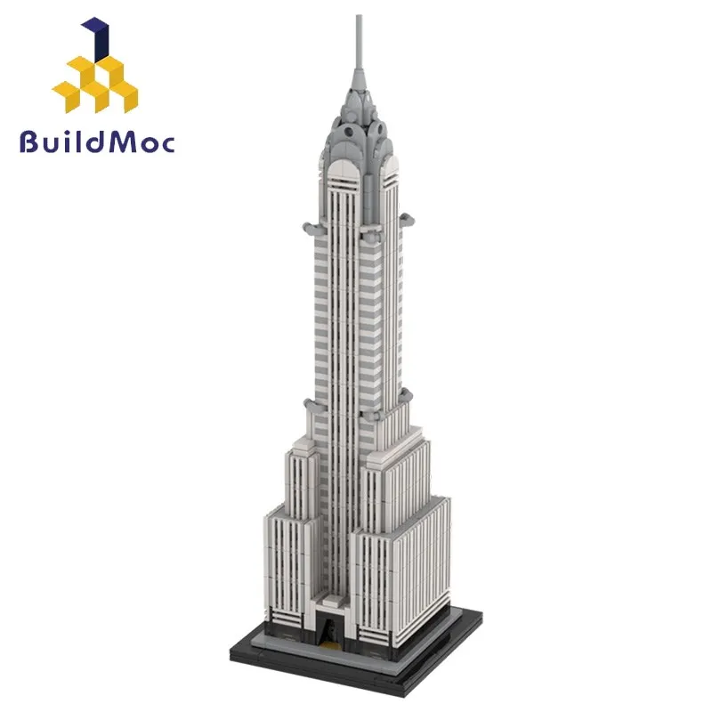 

BuildMoc MOC Architecture Series New York Chrysler Building Blocks For City Chrysler Town Street View Bricks Toys For Children