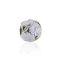 purple enamel daisy flowrs openwork spring beads for charms bracelets women 925 sterling silver charm beads for jewelry making