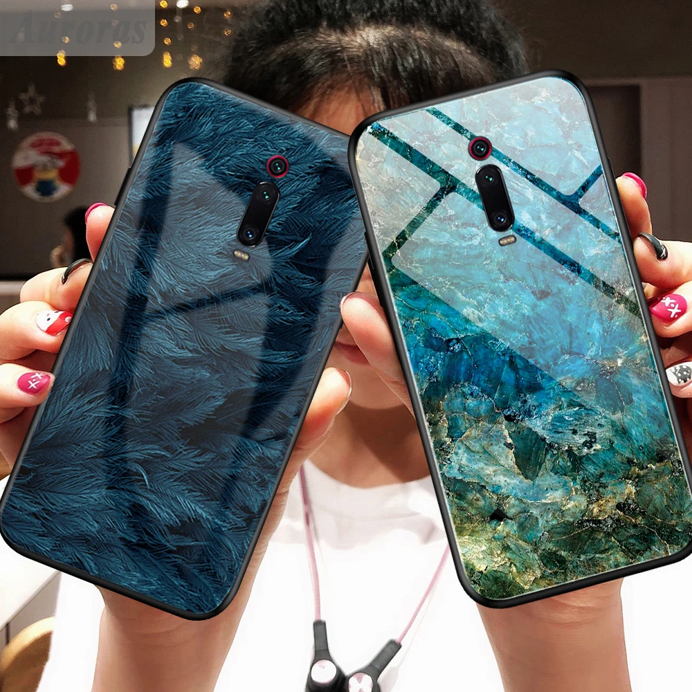 Auroras для Xiaomi mi 9T чехол из закаленного стекла с мягкой рамкой Противоударный