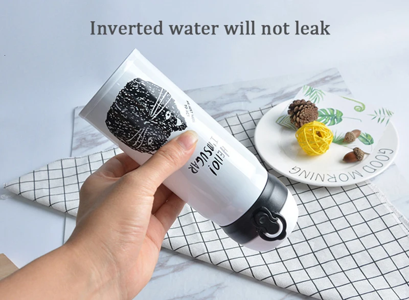 Термос для путешествий с кошкой, прыгающая крышка, бутылка из нержавеющей стали, Термокружка, 350 мл, мини-кружка для чая и кофе