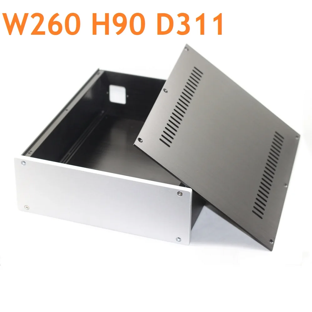 

Корпус усилителя преамп DIY анодированный алюминиевый кожух, ЦАП усилитель PSU чехол Hi End блок питания Корпус Шасси декодер W260 H90 D311