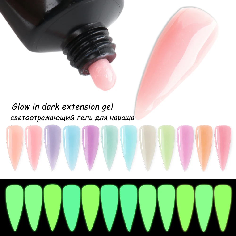 Набор для наращивания ногтей светящийся в темноте акриловый гель быстрое