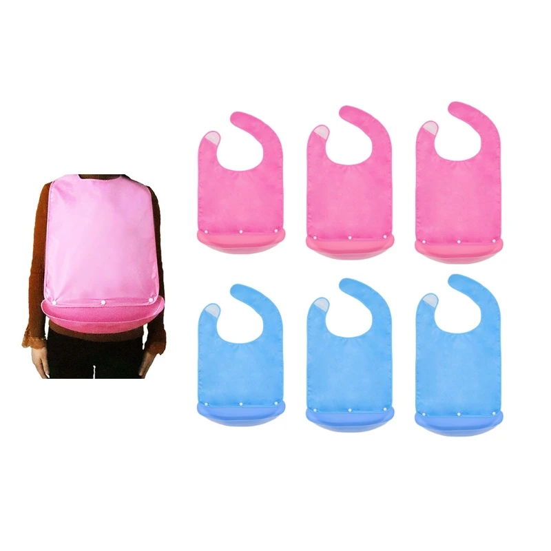 

T5EC 2 Colors Elderly Patient Adult Waterproof Saliva Towel Aprons Bib Unisex Novelty Adult Feeding/Drinking Anti-Leak