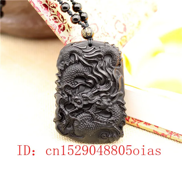 

Натуральный Черный Дракон из обсидиана, подвеска из бисера, ожерелье, модные очаровательные украшения, ручная работа, счастливый амулет, по...