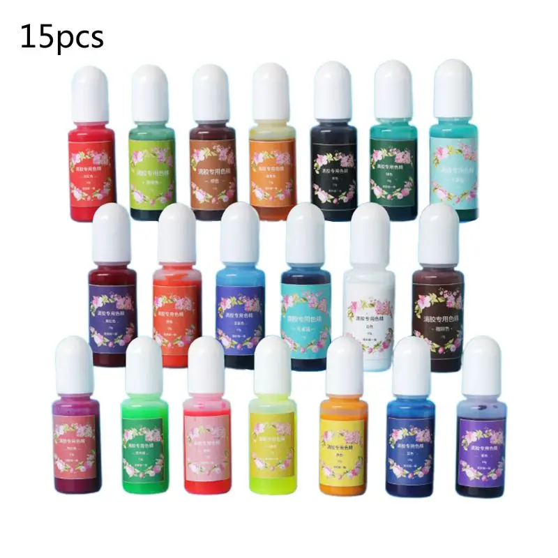 

15 Pcs/set Crystal Epoxy Dye Color Essence Glue Paste Stain DIY Crafts Making 203B