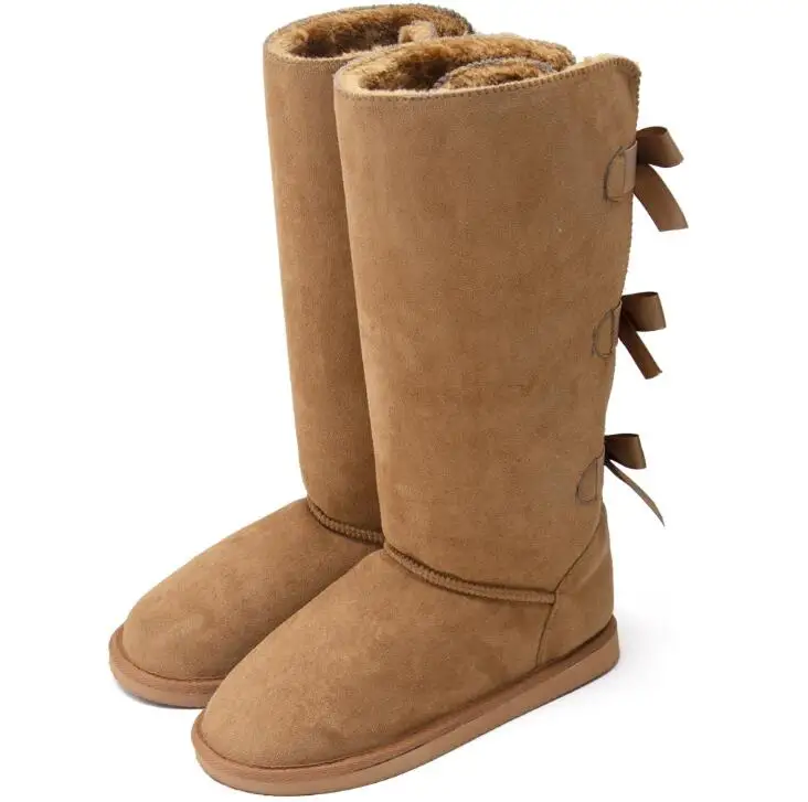 

HOT 2020 Winter New High-tube Fashion All-match Warm Thick Snow Boots with Bow Knot Snow Boots Women Flat-heel Snow Boots