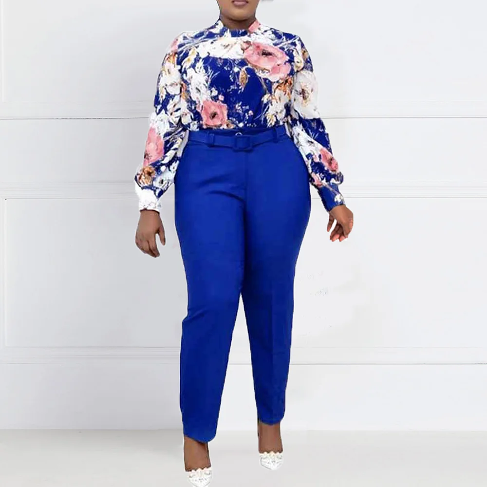 Винтажный Женский комплект из 2 предметов осень 2020 Африканский топ и брюки блузка