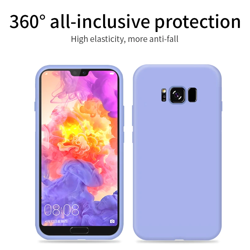 Оригинальный чехол из жидкого силикона для Samsung Galaxy S8 S9 S10 S20 S21 Ультра Простой