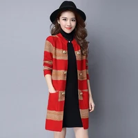 sweaters womens plus size knit 2021 autumn fashion knitted cotton stripe buttons splicing cardigan jumper jerseys sweater woman