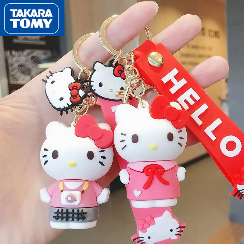 

TAKARA TOMY cute cartoon Hello Kitty doll keychain exquisite handmade pendant pendant personalized car bag keychain