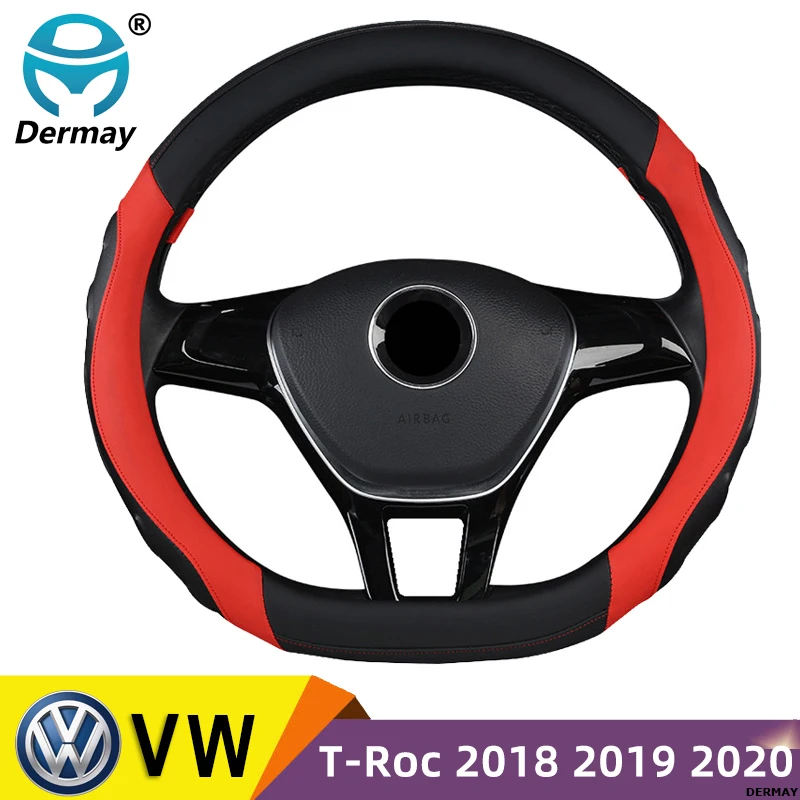 DERMAY чехол на руль из микроволокна 4 цвета D форма для VW T Roc 2018 2019 2020 R Line