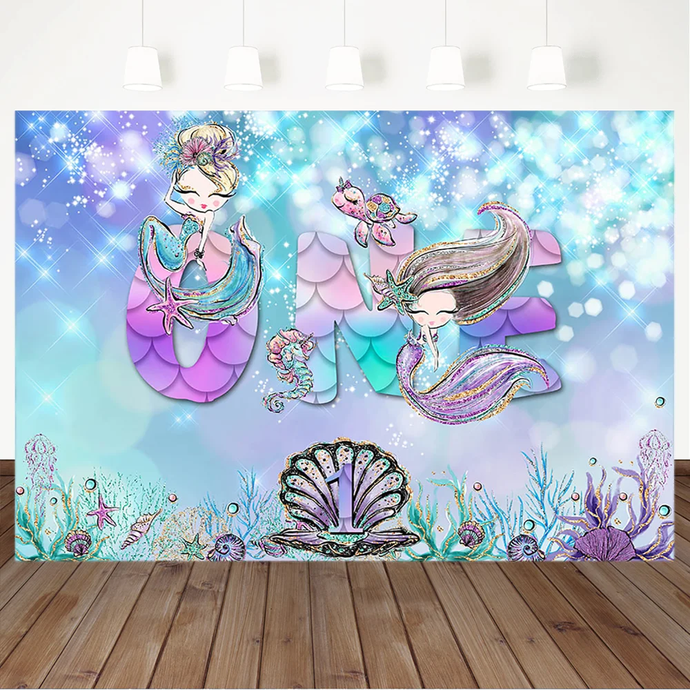 Фон с русалочкой для первого дня рождения подводный фон девочек коралловый
