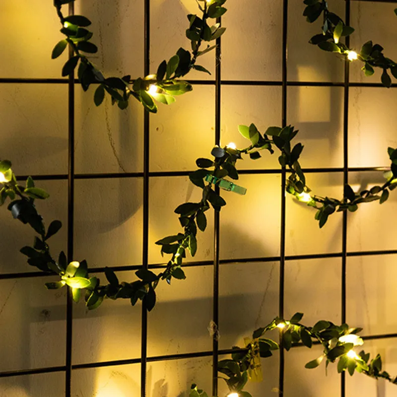 

LED Simulation Rattan String Lights Christmas Light String Simulated Green Leaf Copper Wire Lights ALI88
