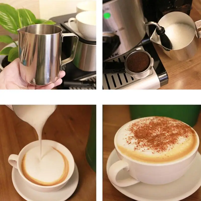 

Stainless Steel Frothing Coffee Pitcher Pull Flower Cup Cappuccino Milk Pot Espresso Cups Latte Art Milk Frother Jug Cafetera